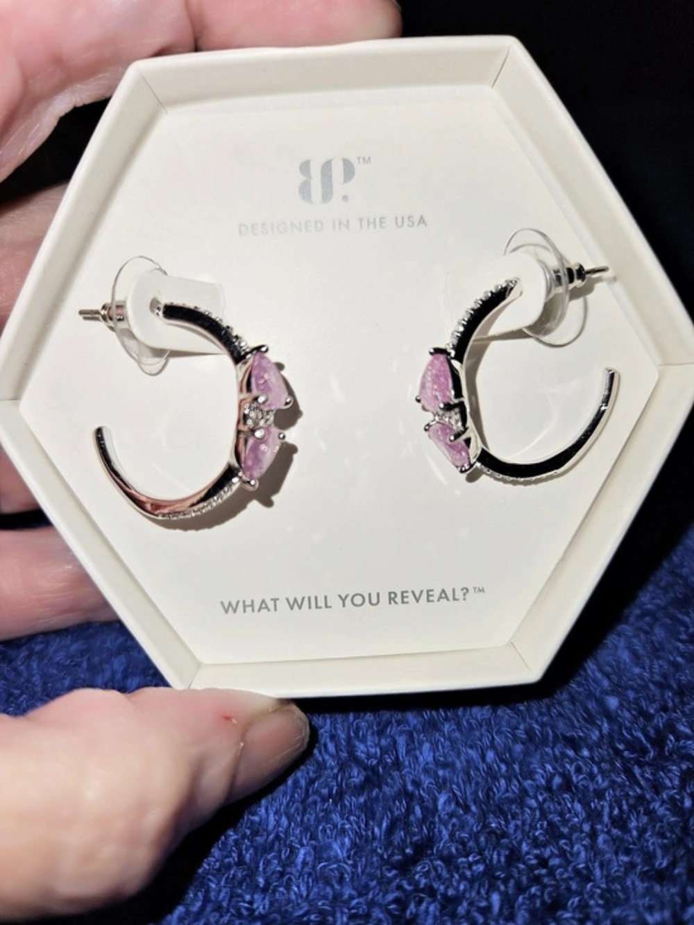 BOMB party Dare To Be Dreamy Hoop Earrings in Silver & Pink NWT